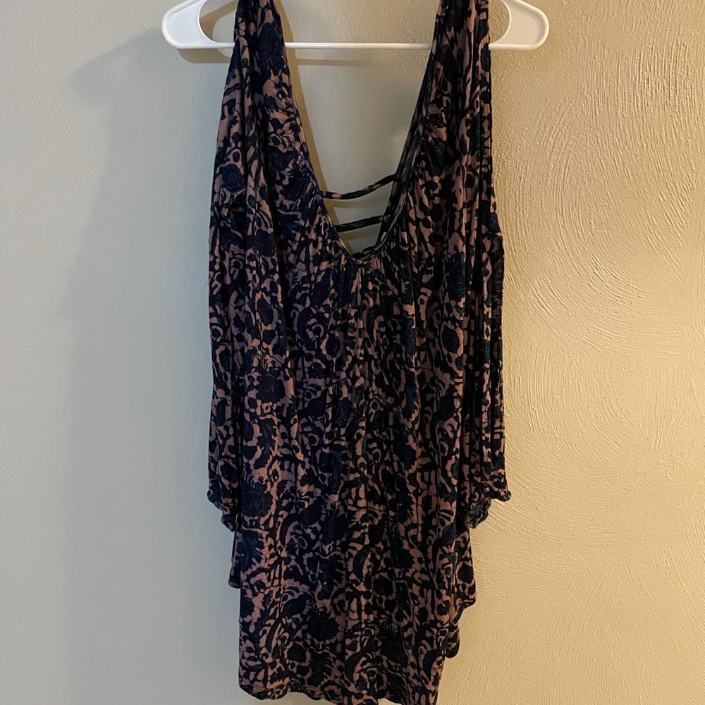 Free People Patterned Boho Dress with Arm and Back Cutouts